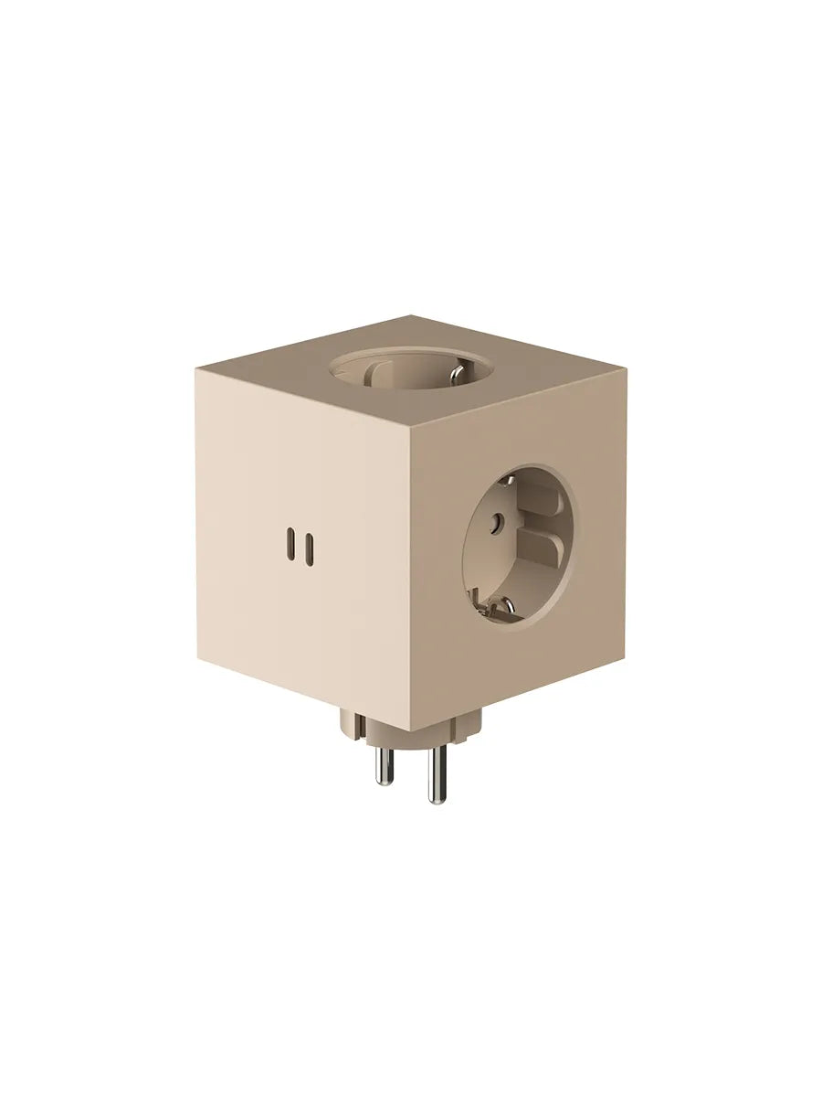 Square 2 Stikdåse med USB, beige fra Avolt