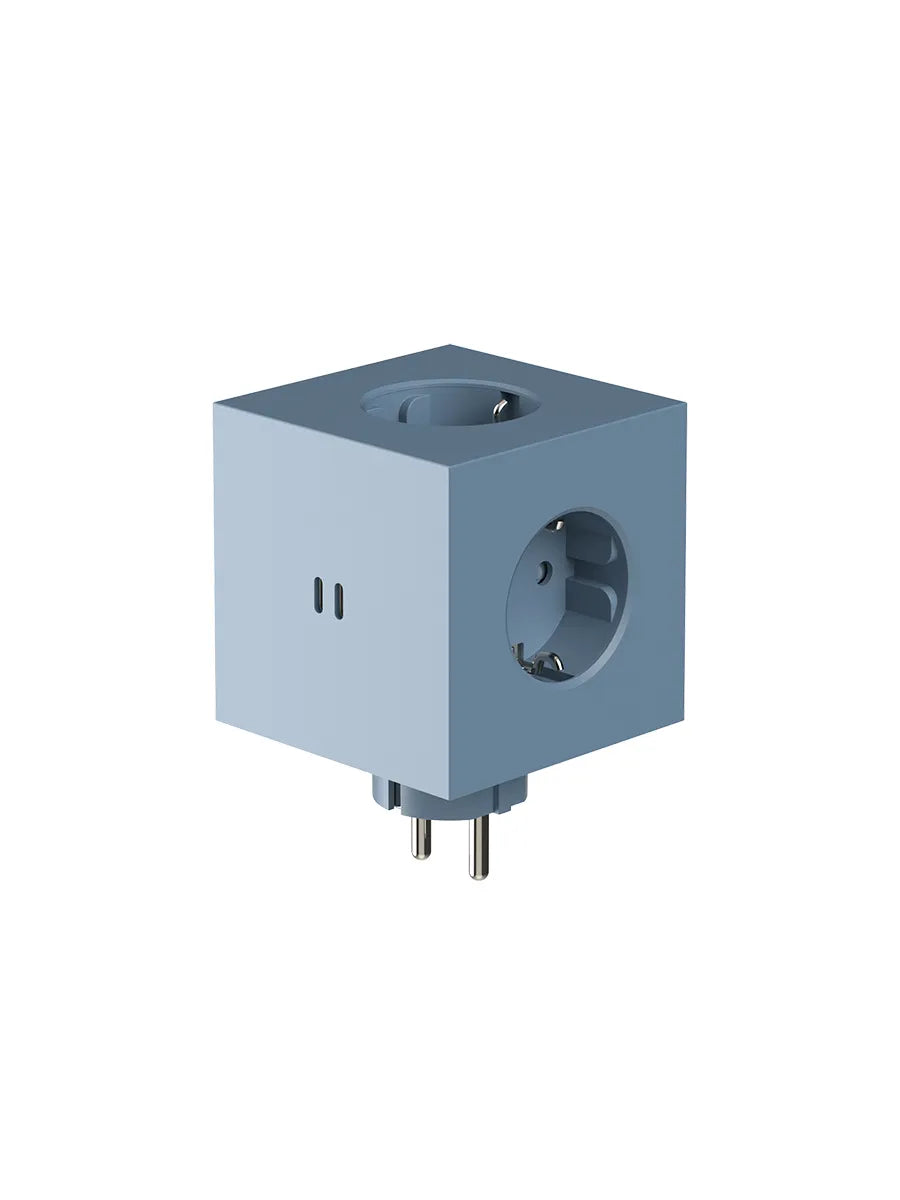 Square 2 Stikdåse med USB, blå fra Avolt