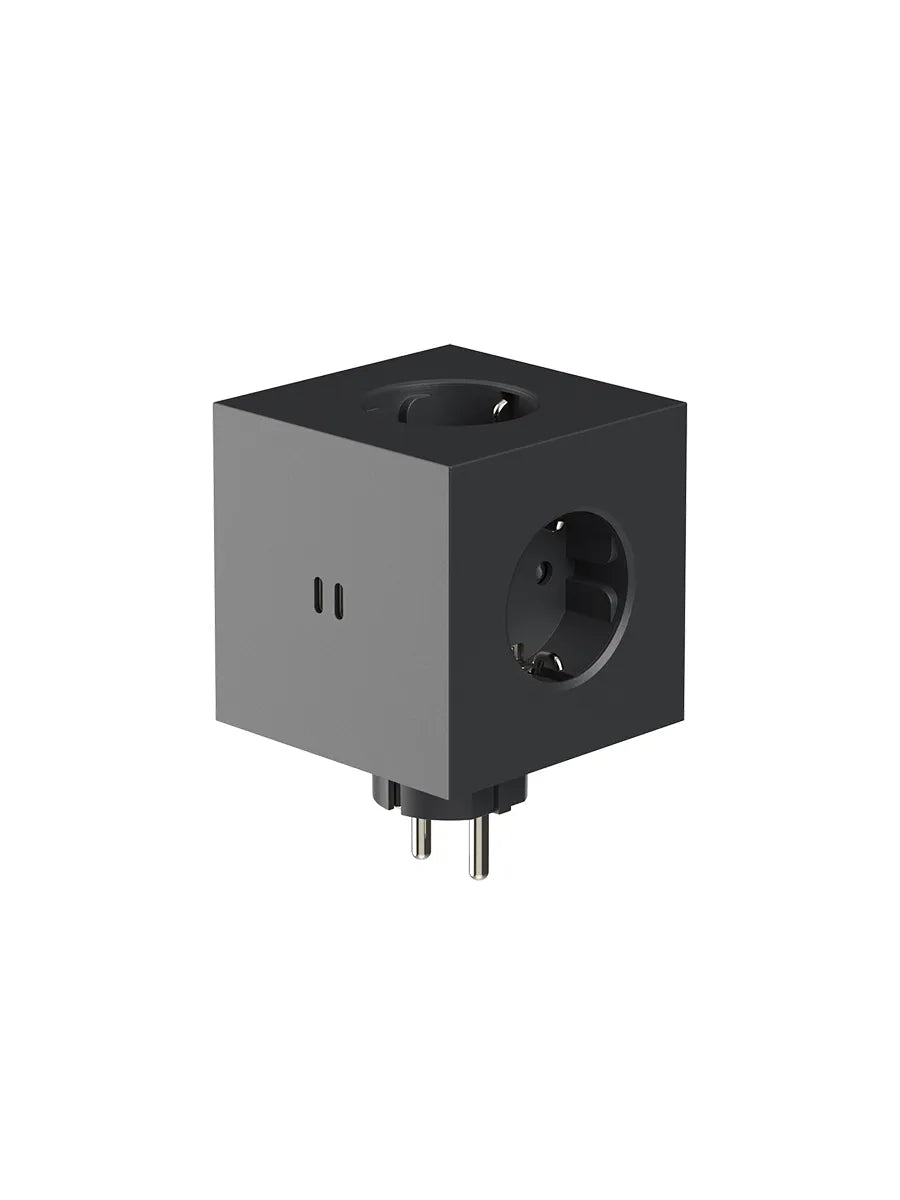 Square 2 Stikdåse med USB, sort fra Avolt