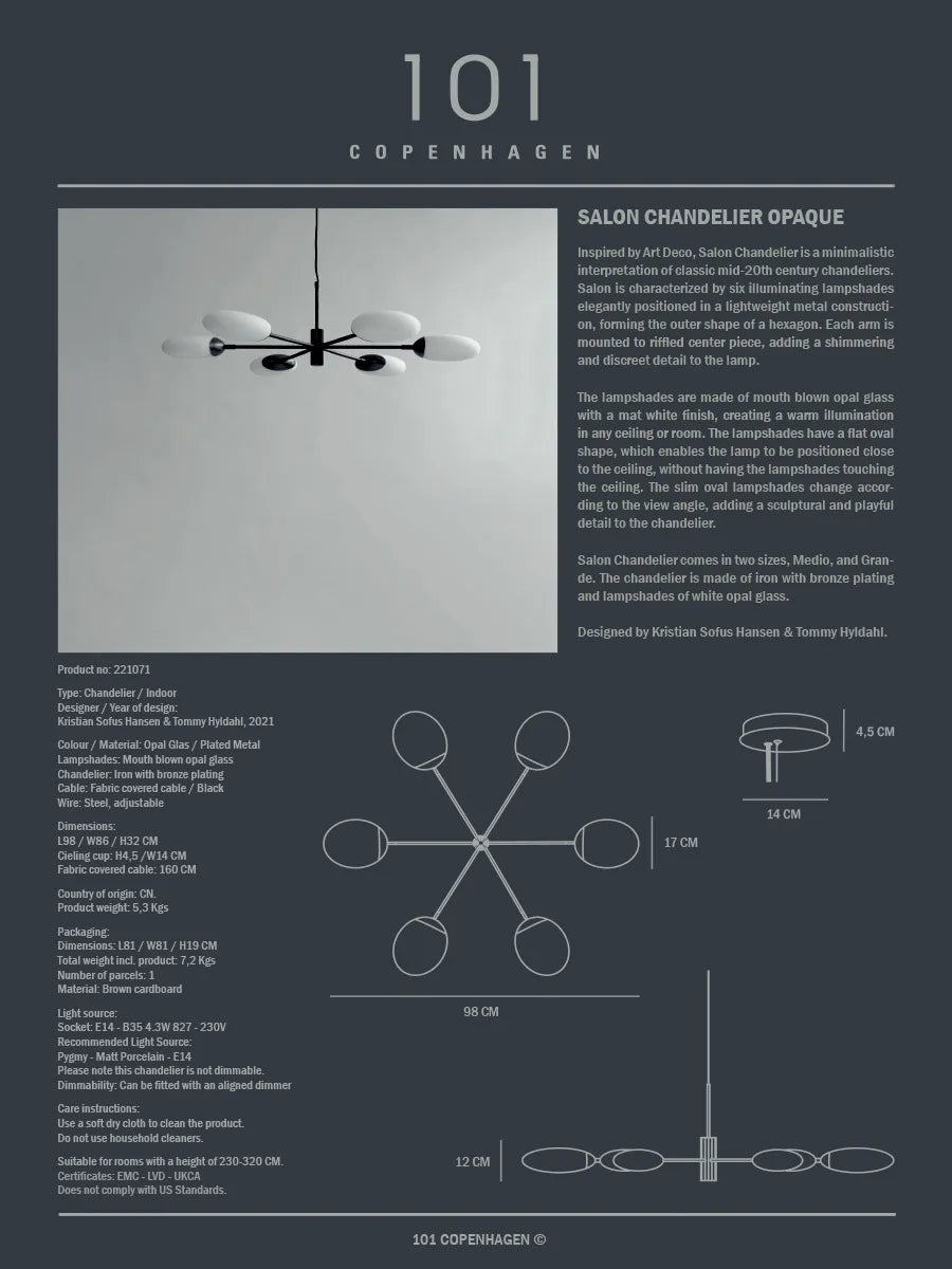 Salon Chandelier, opaque fra 101 Copenhagen - 5 - Jacobsen Plus