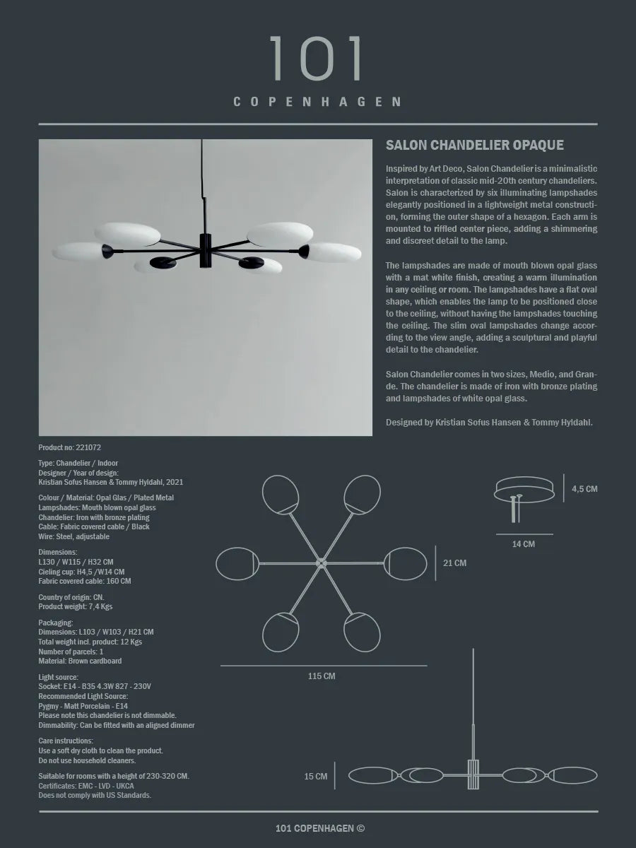 Salon Chandelier, grande opaque fra 101 Copenhagen - 5 - Jacobsen Plus
