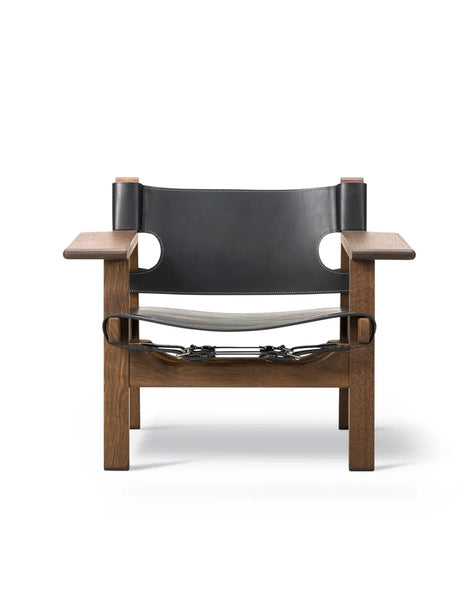 Den Spanske Stol i sort læder, røget eg olie af Børge Mogensen - 1 - Jacobsen Plus