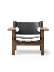 Den Spanske Stol i sort læder, røget eg olie af Børge Mogensen