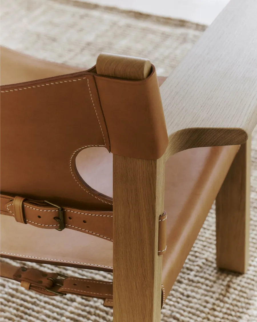 Den Spanske Stol i cognac læder, eg olie af Børge Mogensen