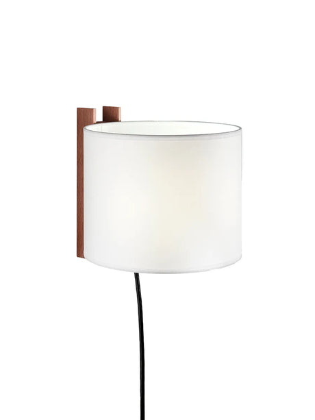 TMM Corto Væglampe, valnød fra Santa and Cole - Hvid lampeskærm m-stik - Jacobsen Plus