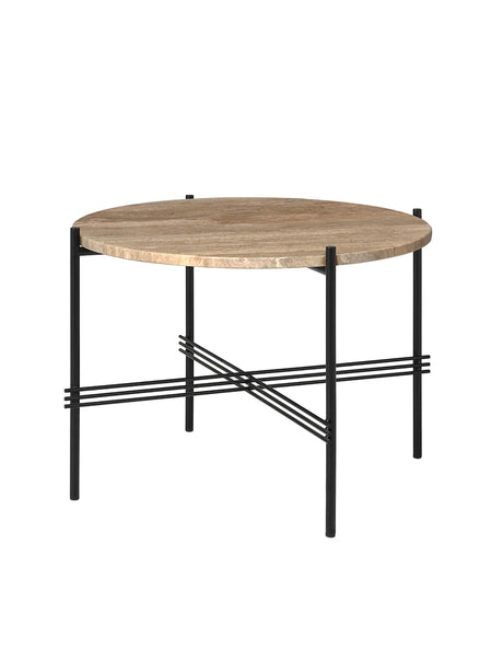 Gamfratesi TS Bord Ø55 fra GUBI - Warm Taupe Travertine - sort - Jacobsen Plus