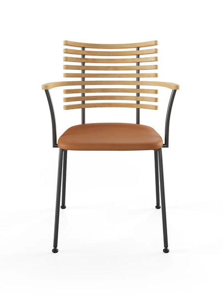 Tiger Armstol, cognac læder fra Naver Collection - Ask olie / Sort pulverlakeret stål - Jacobsen Plus