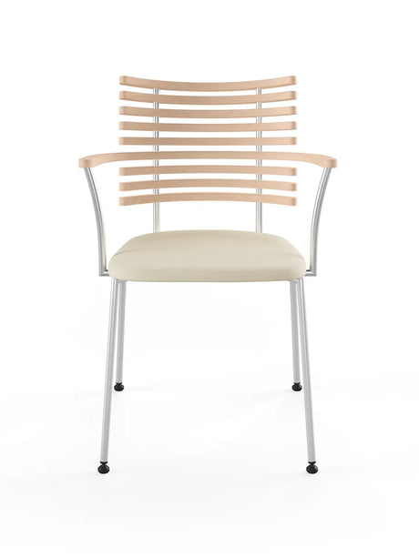 Tiger Armstol, creme læder fra Naver Collection - Eg hvidolie / Rustfrit stål - Jacobsen Plus