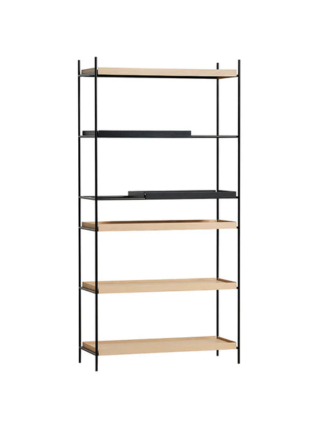 Tray Shelf, høj fra Woud - Black: 2 short - Oak: 4 wide - Jacobsen Plus