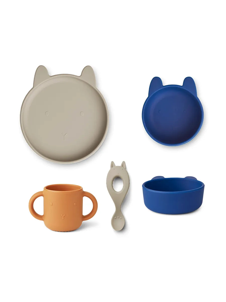 Vivi Silicone Set, rabbit/mist multi mix fra Liewood - 1 - Jacobsen Plus