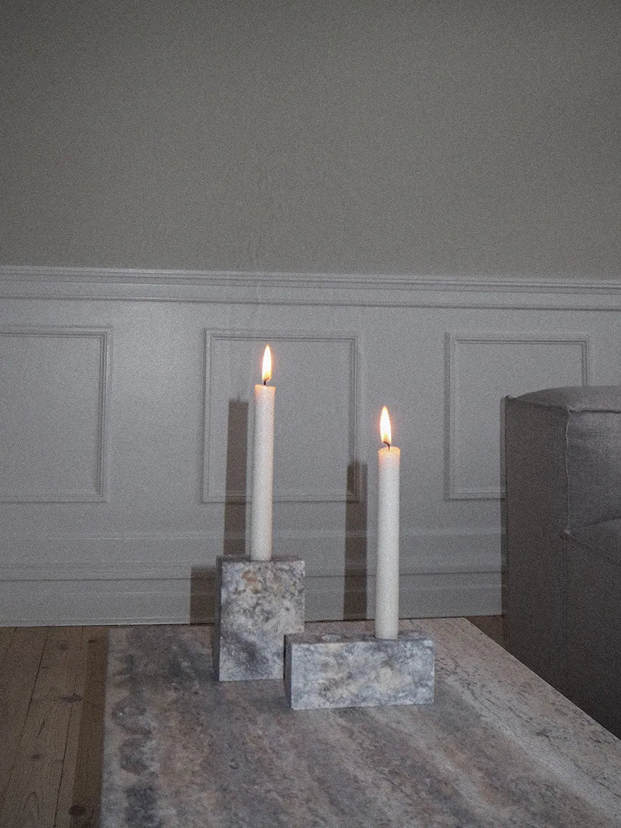 Epode Lysestage 14 cm, travertin silver fra Wabi Sabi Nordic - 6 - Jacobsen Plus