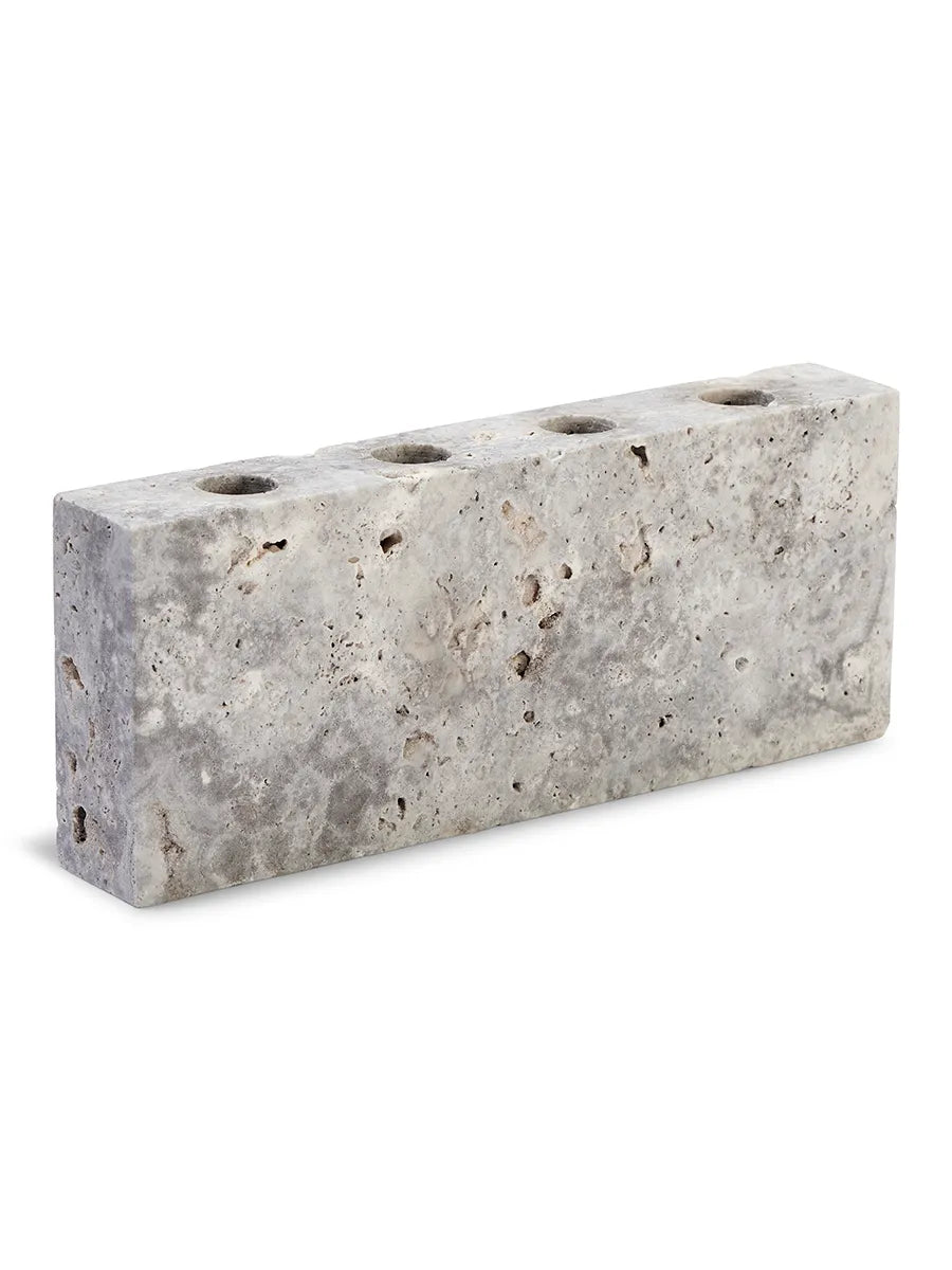 Epode Lysestage 25 cm, travertin silver fra Wabi Sabi Nordic - 1 - Jacobsen Plus