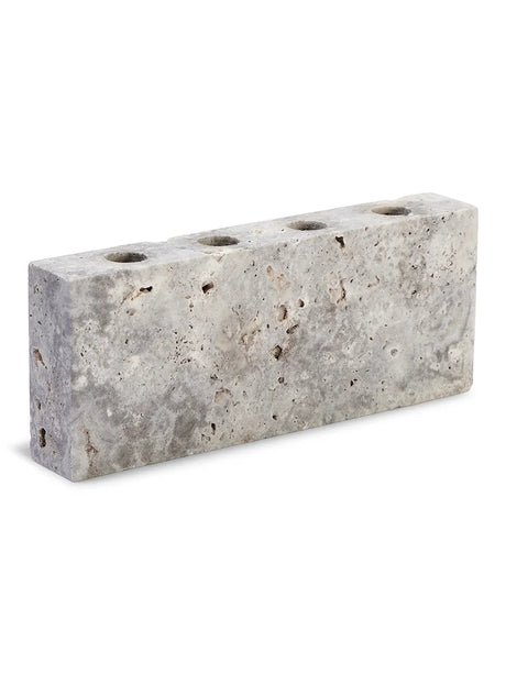 Epode Lysestage 25 cm, travertin silver fra Wabi Sabi Nordic - 1 - Jacobsen Plus