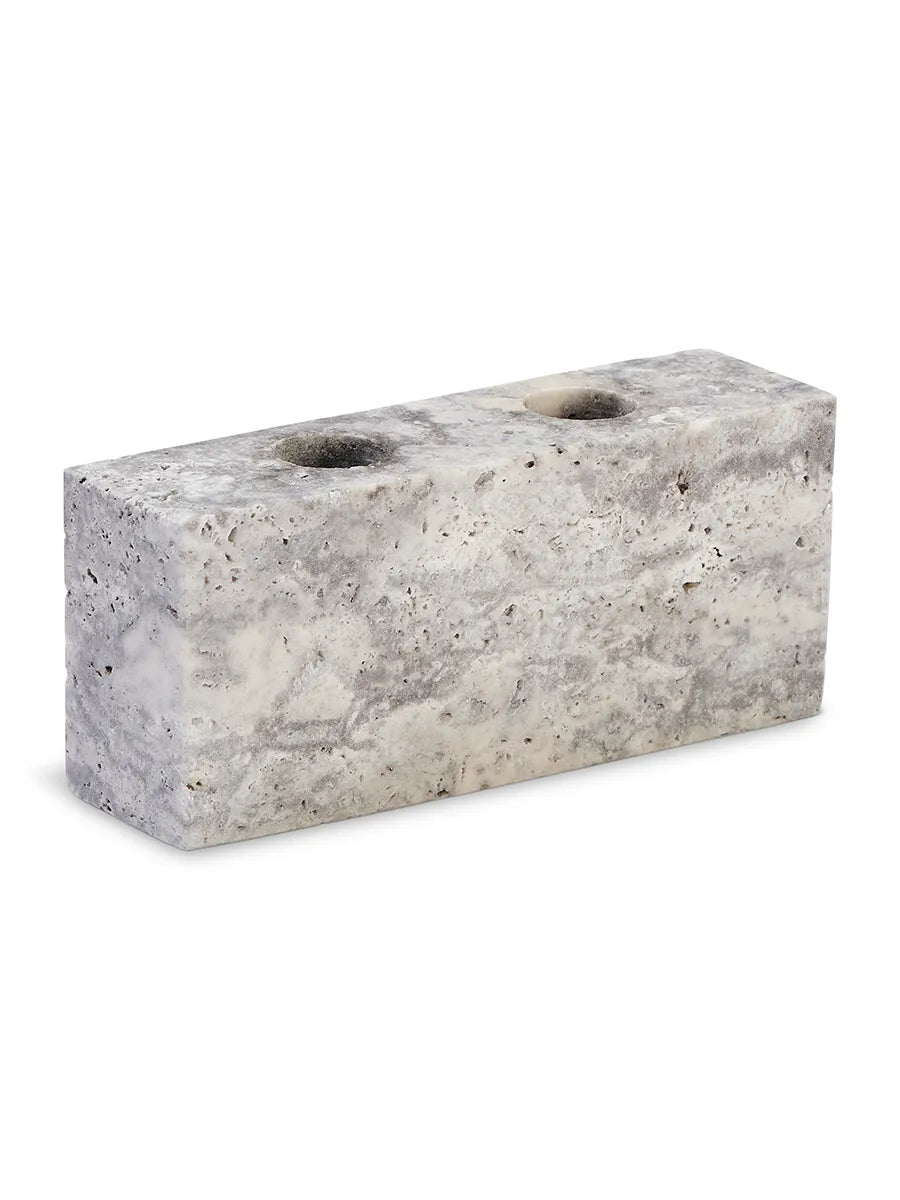 Epode Lysestage 14 cm, travertin silver fra Wabi Sabi Nordic - 1 - Jacobsen Plus