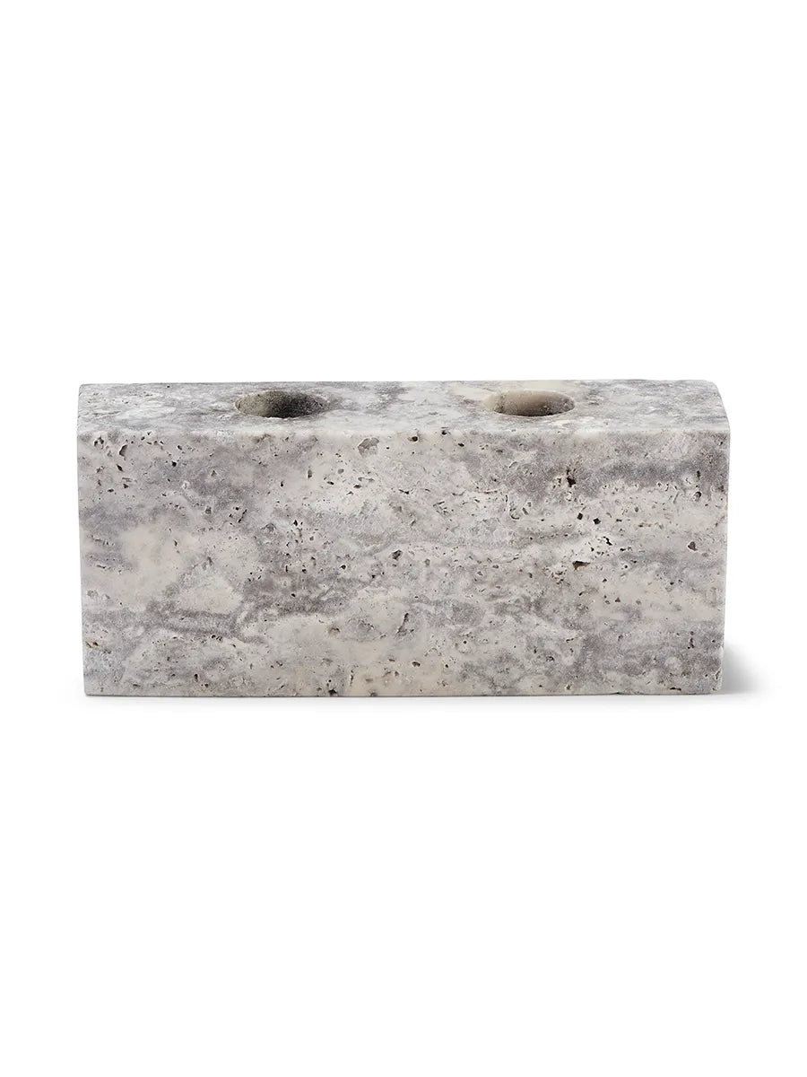 Epode Lysestage 14 cm, travertin silver fra Wabi Sabi Nordic - 3 - Jacobsen Plus