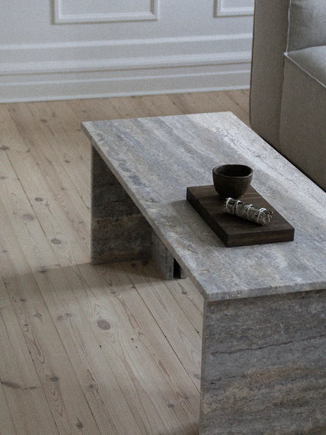 Fjer Sofabord 110 cm, travertin silver fra Wabi Sabi Nordic - 2 - Jacobsen Plus