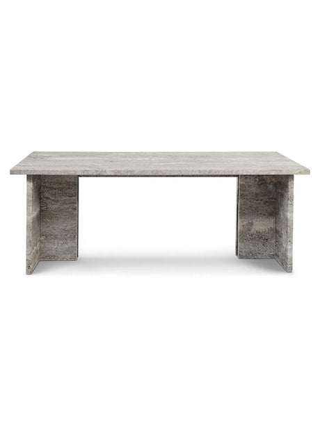 Fjer Sofabord 110 cm, travertin silver fra Wabi Sabi Nordic - 1 - Jacobsen Plus