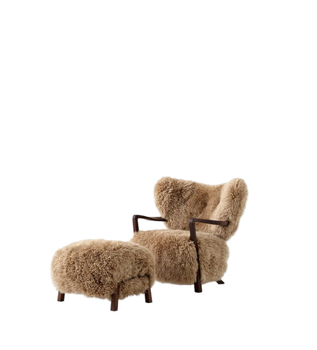 Wulff lænestol inkl. skammel - Sheepskin Honey  fra &Tradition - Valnød - Jacobsen Plus