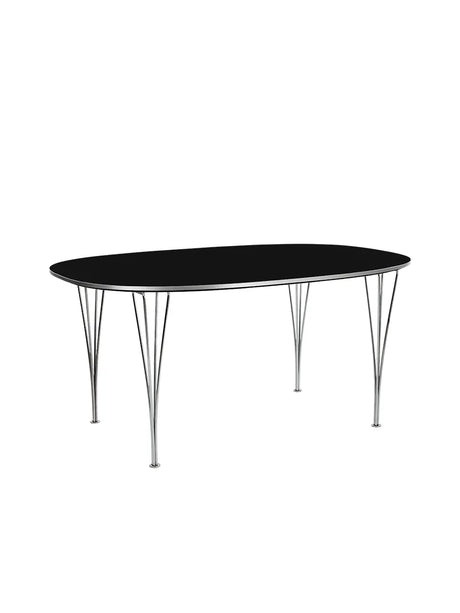 Piet Hein B613 Superellipse spisebord, 180 x 120 cm fra Fritz Hansen - Sort laminat m. alukant - Jacobsen Plus