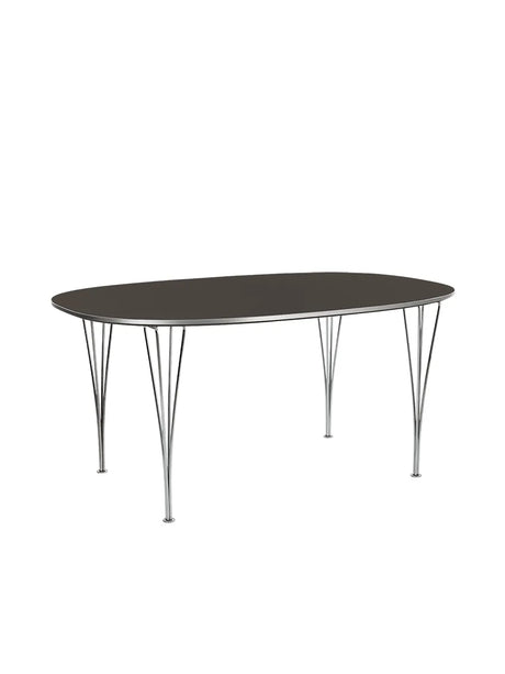 Piet Hein B613 Superellipse spisebord, 180 x 120 cm fra Fritz Hansen - Grey Bromo m. alukant (specialfarve) - Jacobsen Plus