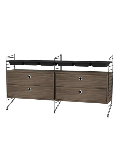 Soveværelse, bundle G fra String - Sort - valnød - Jacobsen Plus