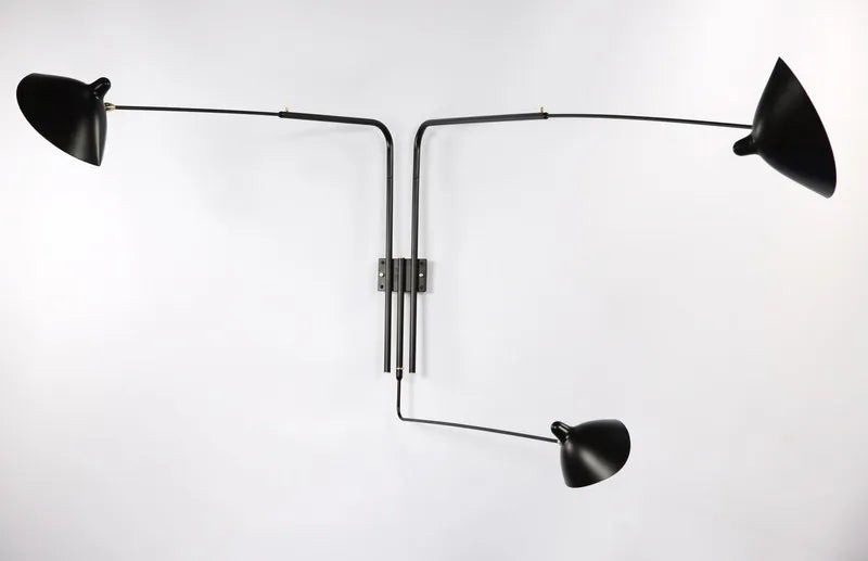 Big Wall Lamp w/3 Rotating Straight Arms af Serge Mouille - 6 - Jacobsen Plus