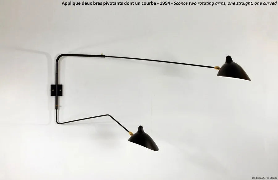 Big Wall Lamp w/2 Rotating Arms, 1 Straight, 1 Curved af Serge Mouille - 3 - Jacobsen Plus