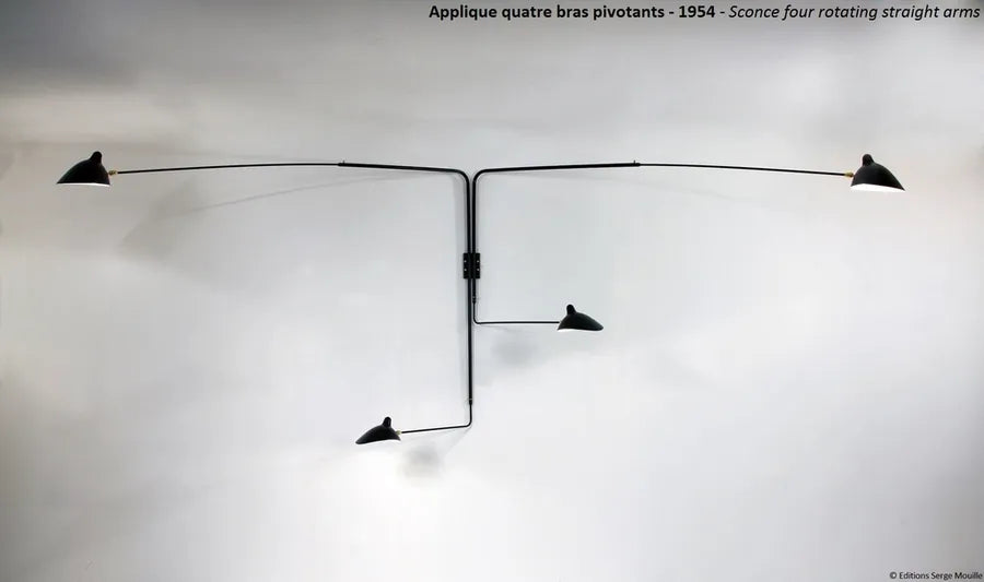 Big Wall Lamp w/4 Rotating Straight Arms af Serge Mouille - 5 - Jacobsen Plus