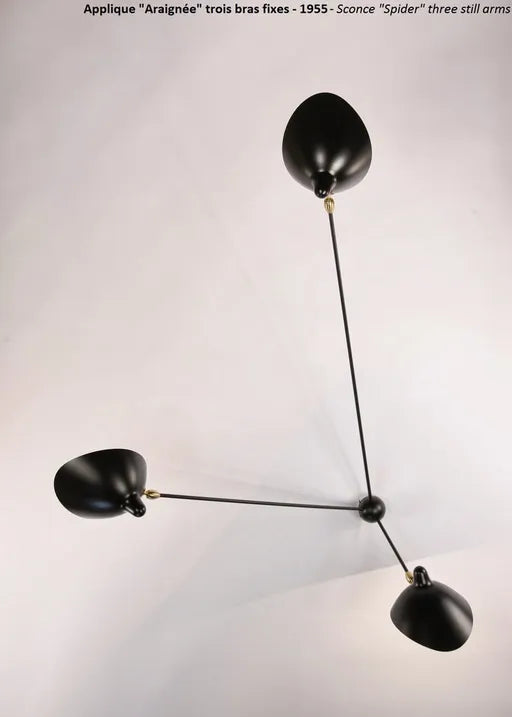 Spider Big Wall Lamp w/3 Fixed Arms af Serge Mouille - 3 - Jacobsen Plus