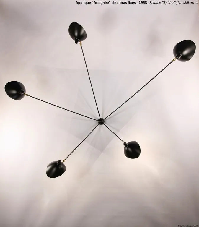 Spider Big Wall Lamp w/5 Fixed Arms af Serge Mouille - 3 - Jacobsen Plus