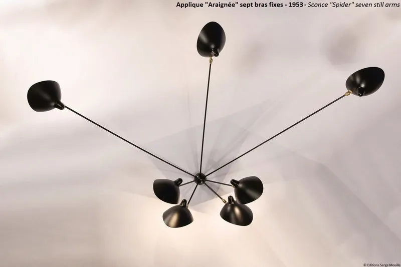 Spider Big Wall Lamp w/7 Fixed Arms af Serge Mouille - 5 - Jacobsen Plus