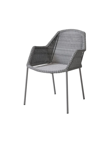 Breeze Havestol m. Armlæn, stabelbar fra Cane-line - Light grey / Ingen hynde - Jacobsen Plus