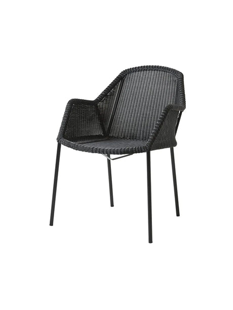 Breeze Havestol m. Armlæn, stabelbar fra Cane-line - Black / Ingen hynde - Jacobsen Plus
