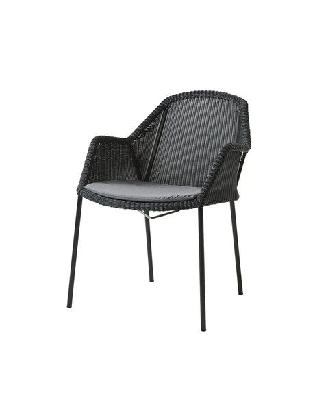 Breeze Havestol m. Armlæn, stabelbar fra Cane-line - Black / Grey, Cane-line Natté - Jacobsen Plus