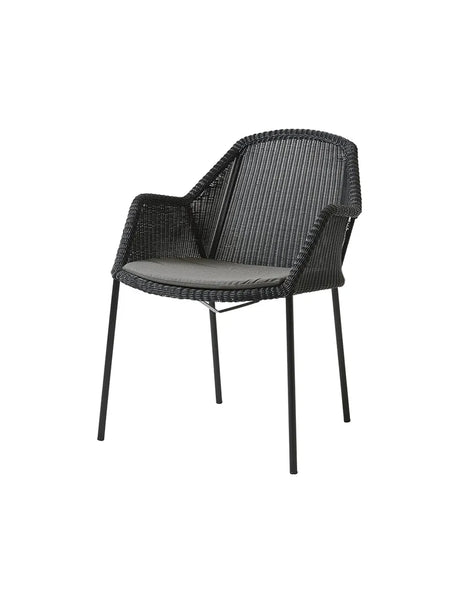 Breeze Havestol m. Armlæn, stabelbar fra Cane-line - Black / Taupe, Cane-line Natté - Jacobsen Plus