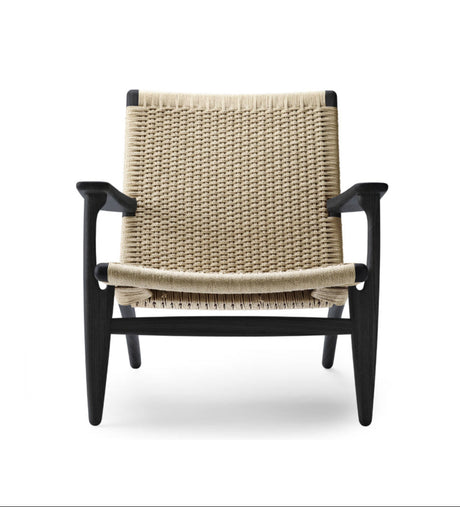 CH25 Loungestol, eg sortmalet med naturflet af Hans J. Wegner - 1 - Jacobsen Plus