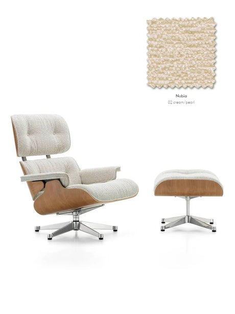 Eames Lounge Chair inkl. Fodskammel, valnød/Nubia fra Vitra - Cream - Pearl - Jacobsen Plus