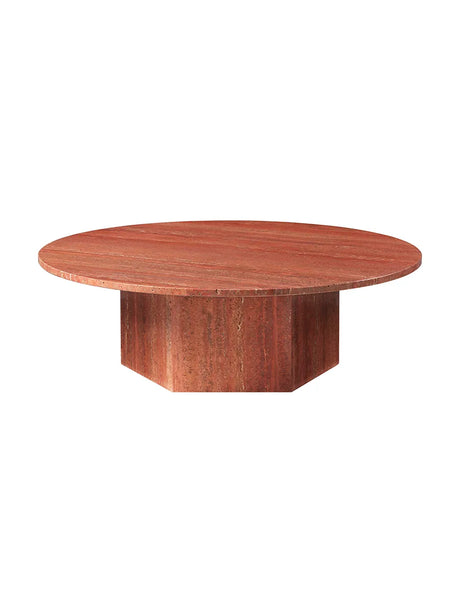 Epic Coffee Table Ø110 cm, travertine fra GUBI - Burnt Red - Jacobsen Plus