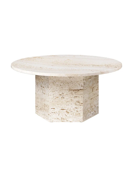 Epic Coffee Table Ø80 cm, travertine fra GUBI - Neutral White - Jacobsen Plus