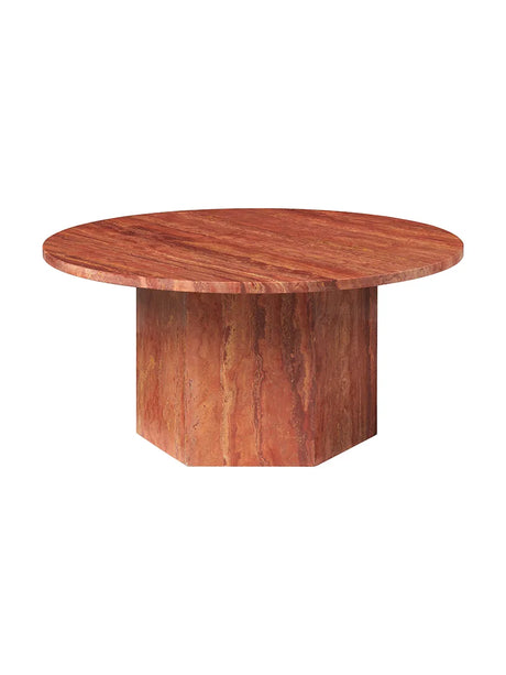 Epic Coffee Table Ø80 cm, travertine fra GUBI - Burnt Red - Jacobsen Plus