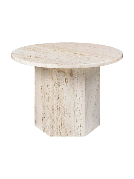 Epic Coffee Table Ø60 cm, travertine fra GUBI - Neutral White - Jacobsen Plus