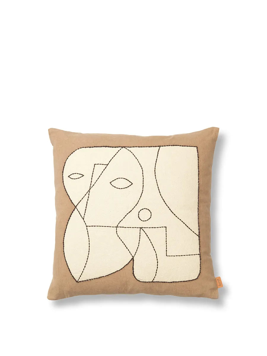 Figure Cushion, dark taupe/off-white fra Ferm Living - 1 - Jacobsen Plus