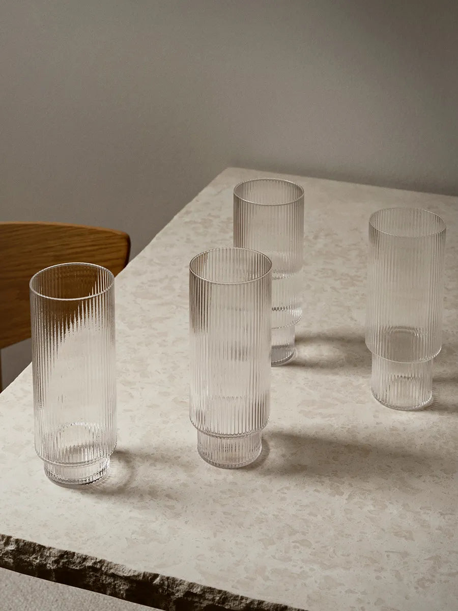 Ripple Long Drink Glasses Clear, sæt á 4 fra Ferm Living - 2 - Jacobsen Plus