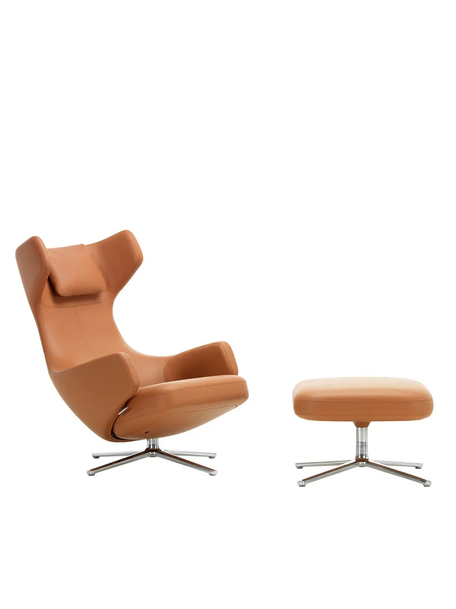 Grand Repos Lænestol inkl. Fodskammel, cognac (Premium Læder) fra Vitra