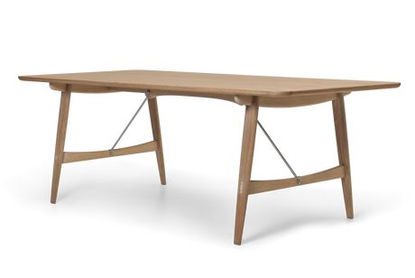 BM1160 Jagtbordet, 210 x 95 cm af Børge Mogensen - Eg - Hvidolie - Rustfrit stål - Jacobsen Plus