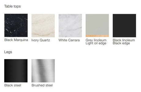 JG Table 140x140 cm fra Fredericia Furniture - Ivory kvarsit marmor / Sort stål - Jacobsen Plus