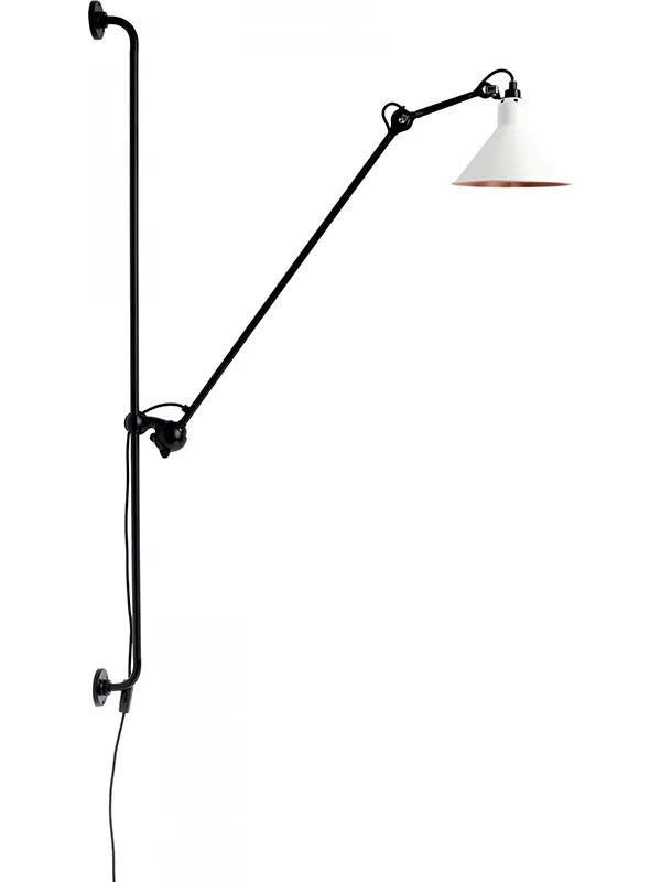 Nr. 214 væglampe fra Lampe Gras - Sort stel / Mathvid-kobber inderside - Jacobsen Plus