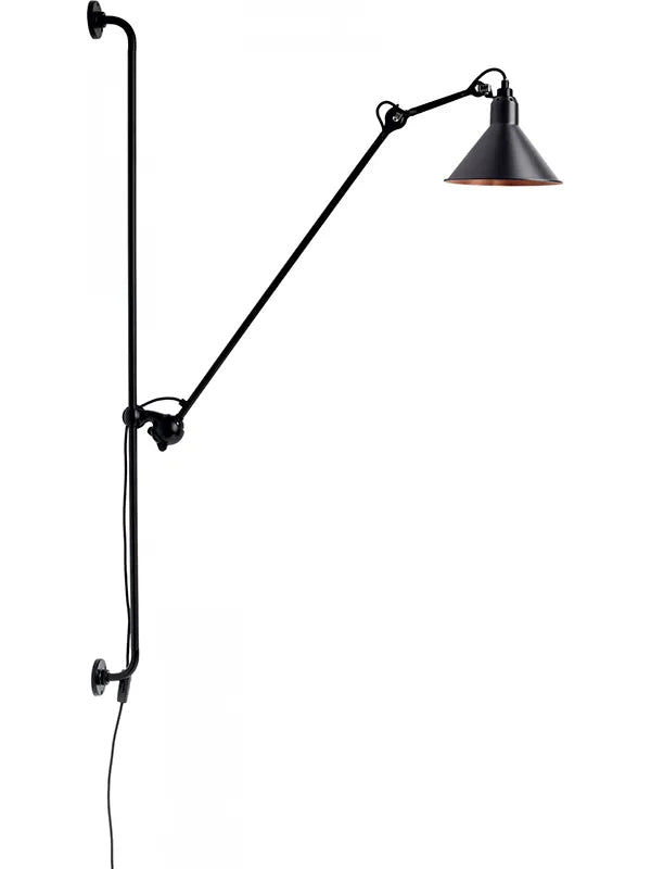 Nr. 214 væglampe fra Lampe Gras - Sort stel / Sort-kobber inderside - Jacobsen Plus