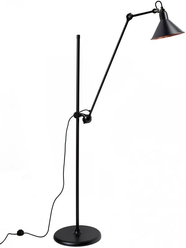 Nr. 215 gulvlampe fra Lampe Gras - Sort stel / Sort-kobber inderside - Jacobsen Plus