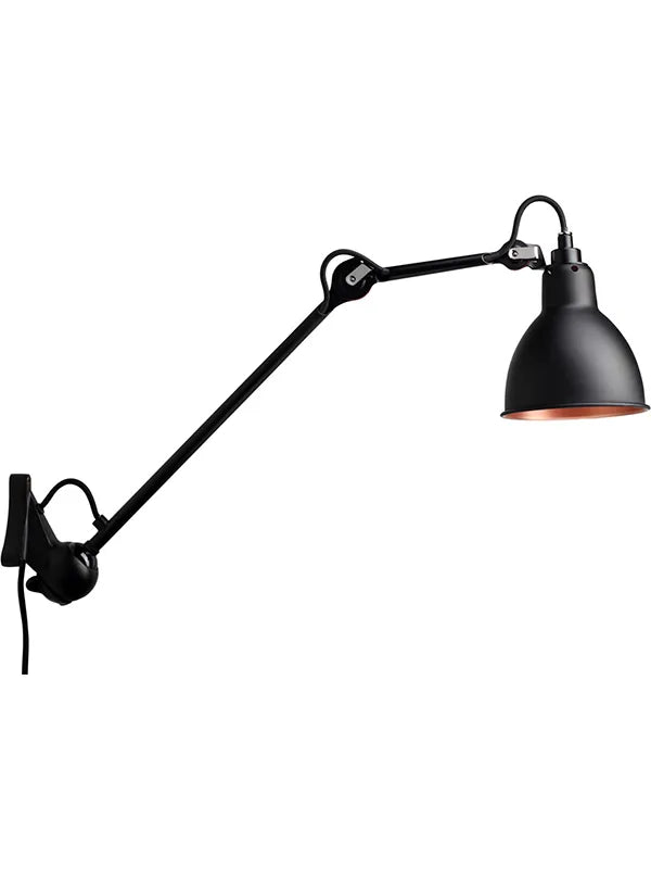 Nr. 222 væglampe fra Lampe Gras - Sort stel / Sort-kobber inderside - Jacobsen Plus